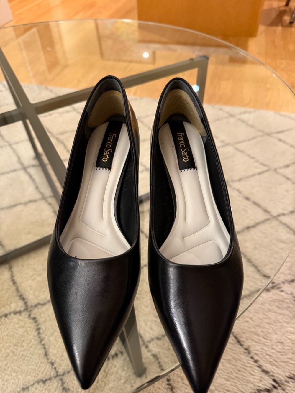 Franco Sarto Black Pointed Leather Pumps